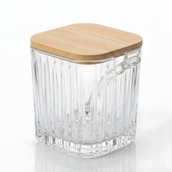 Glass Jar with Wooden Lid & Spoon